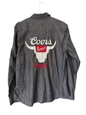 Lucky Brand Coors Banquet Rodeo Embroidered Snap Down Shirt NWT Large